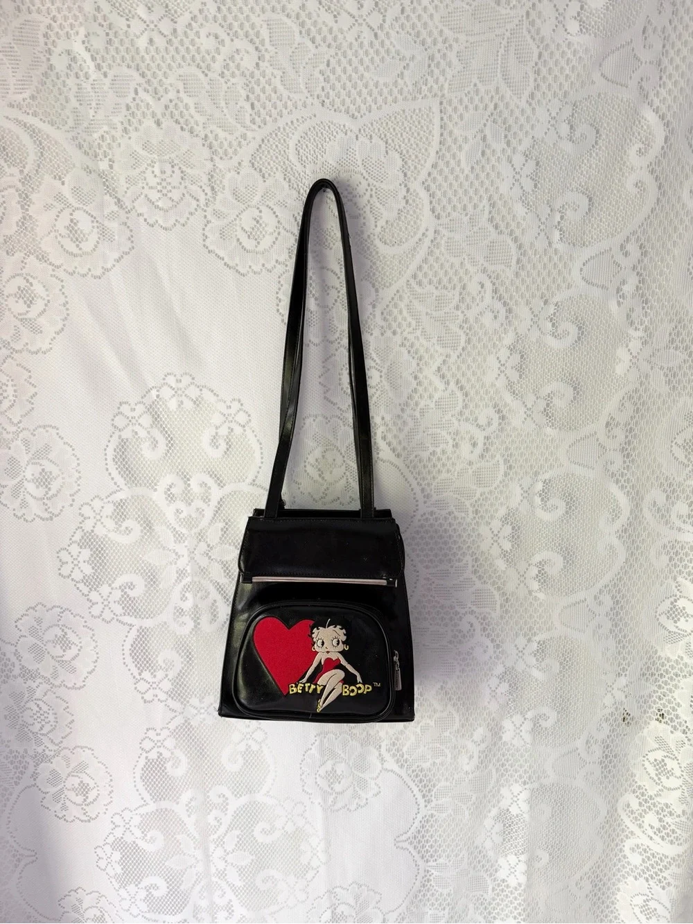 Vintage Betty Boop Mini Convertible Backpack Purse Y2K Black Faux Leather Bag
